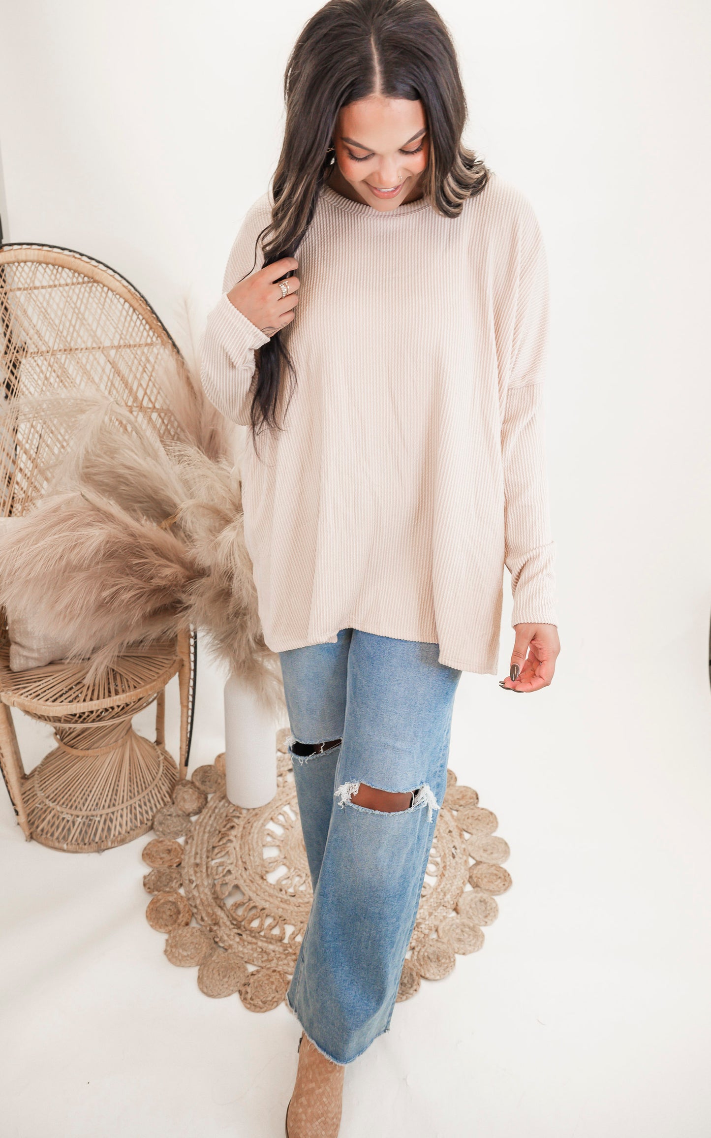 Long Sleeve Urban Ribbed Tunic Top