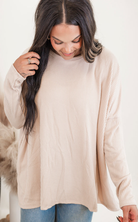 Long Sleeve Urban Ribbed Tunic Top