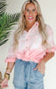 Pink Laguna Long Sleeve Tie Dye Woven Top