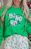 Sparkly Ho Ho Ho Holiday Green Graphic Crewneck Sweatshirt