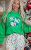 Sparkly Ho Ho Ho Holiday Green Graphic Crewneck Sweatshirt