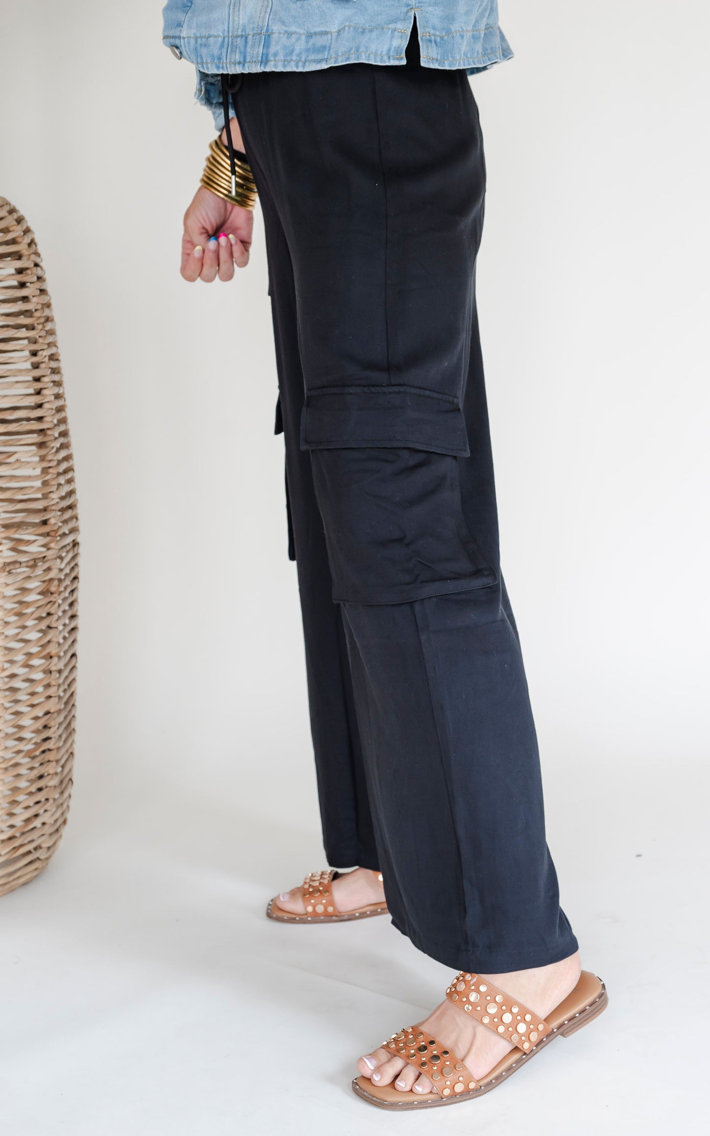 Unfinished Business High Waisted Solid Knit Cargo Pants