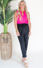 Fuchsia Sleeveless Solid Knit Blouse Top- Final Sale