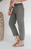 High Waisted Solid Nylon Woven Cargo Pants