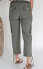 High Waisted Solid Nylon Woven Cargo Pants - Final Sale