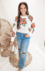 Flower Jacquard Pullover Knit Sweater