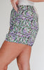 Green Floral Button Closure Shorts