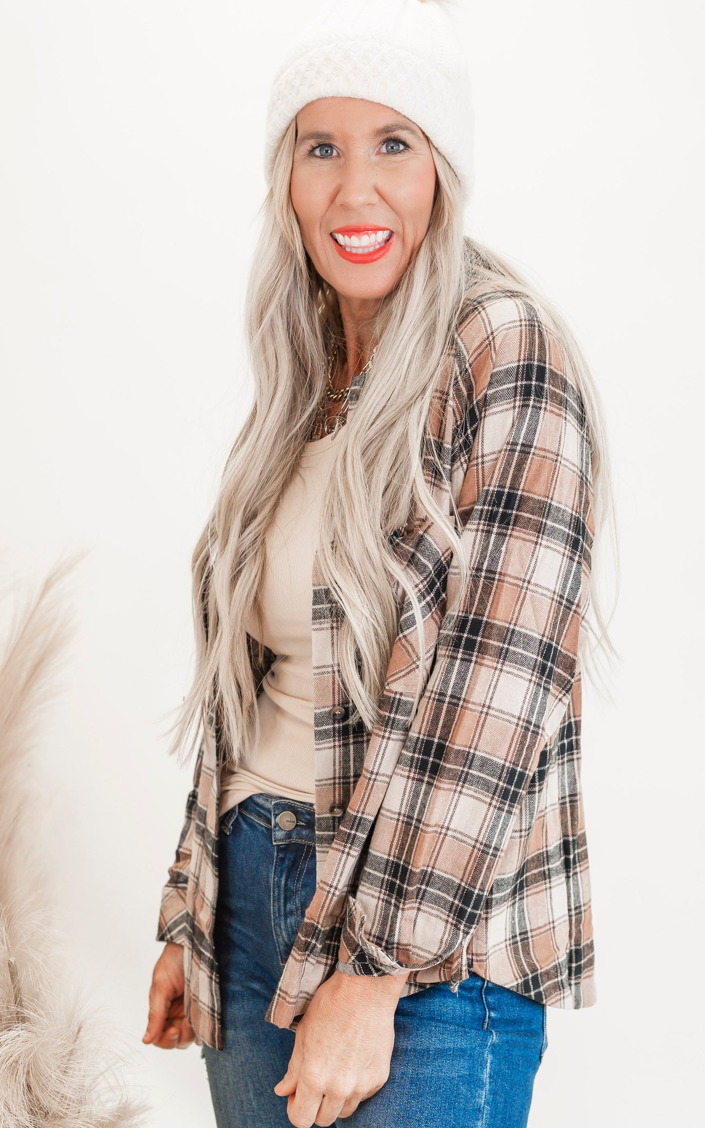 Mocha Plaid Button Down Shirt