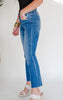 The Anna Mid Rise Bootcut Crop Denim Jean | Mica**