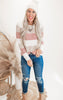 Ivory/Taupe Color Block Striped Pullover Sweater