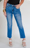 The Anna Mid Rise Bootcut Crop Denim Jean | Mica**