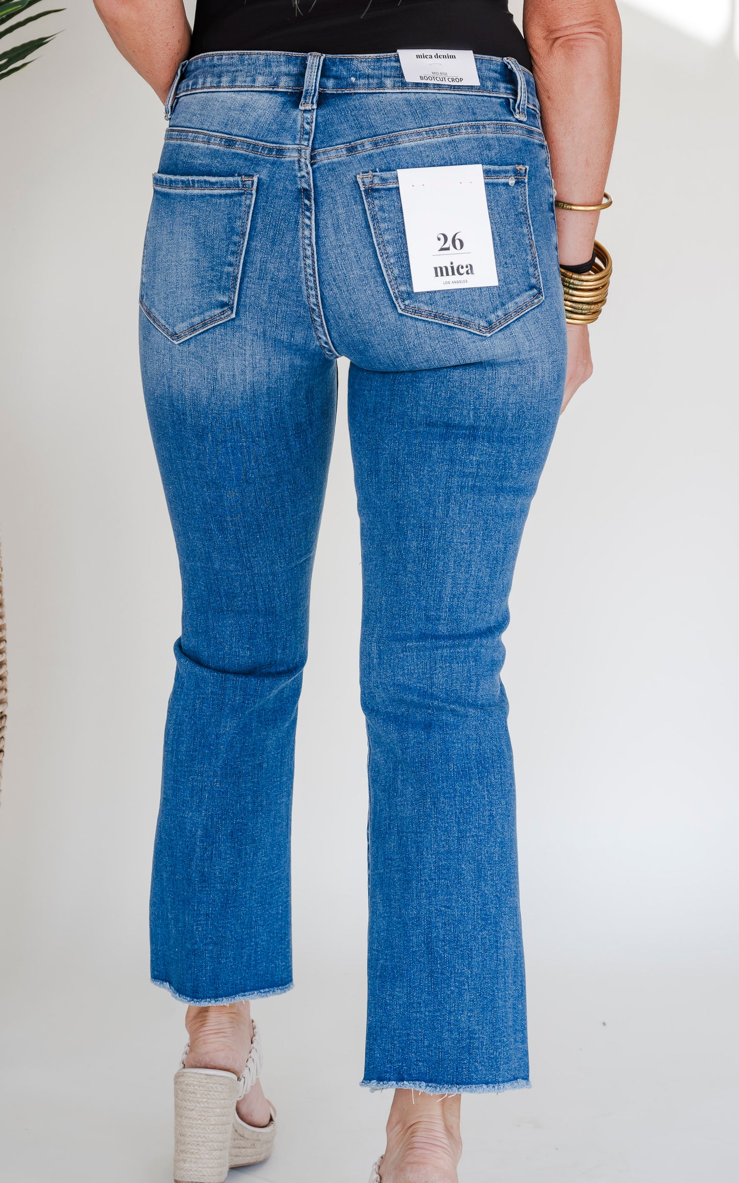 The Anna Mid Rise Bootcut Crop Denim Jean | Mica