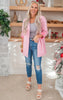 Pink Suede Coat With Snap Closure Sleeve Detail