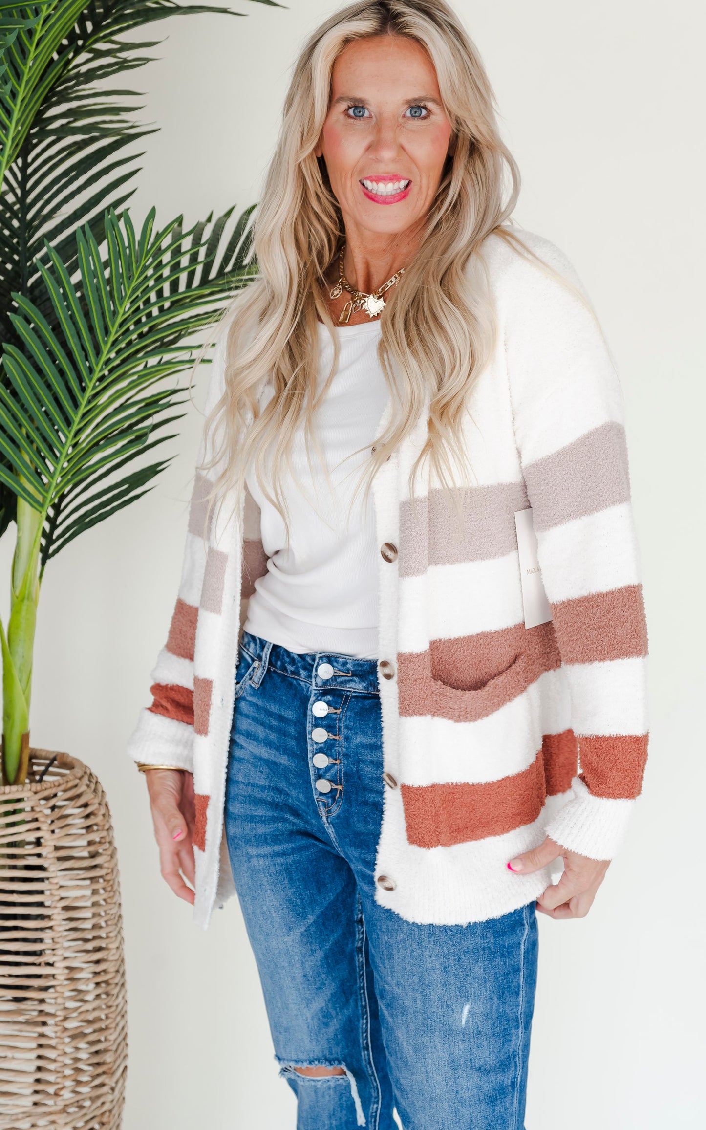 Button Bliss Stripe Cardigan by Salty Wave