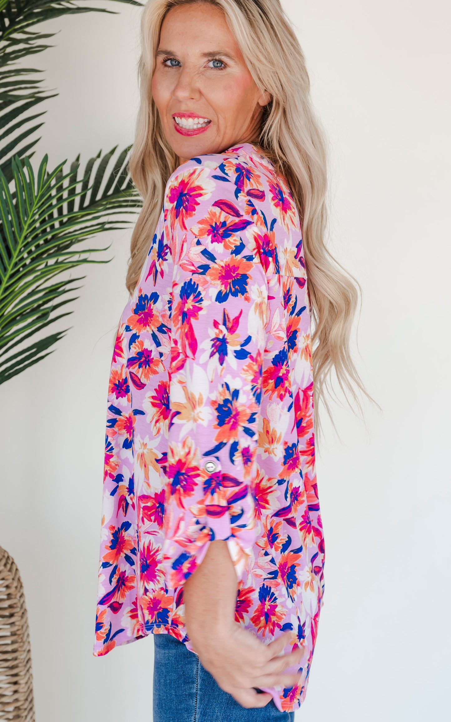 floral 3/4 sleeve blouse 