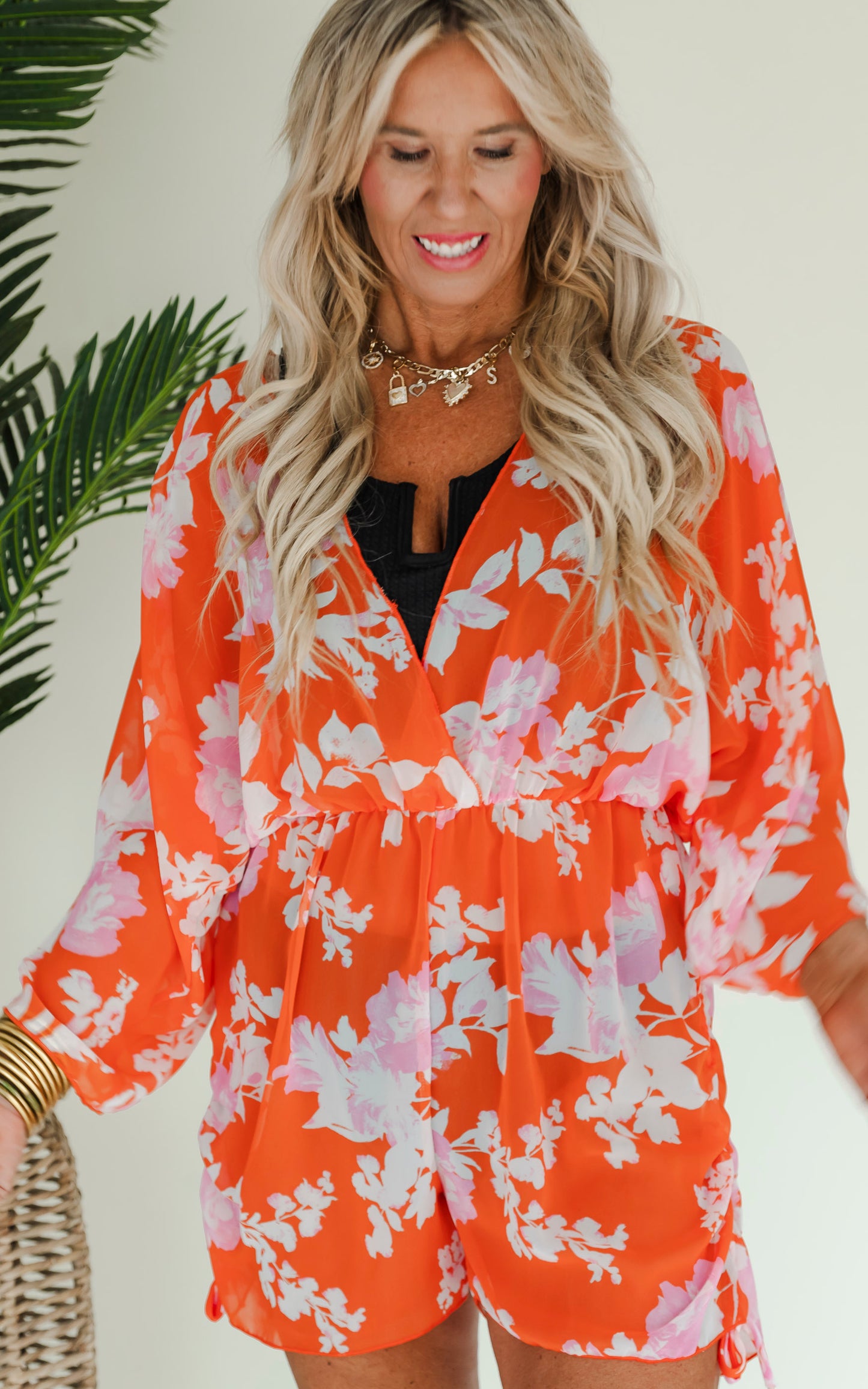 Neon Bright Floral Swim Cover Up - Final Sale