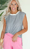 Navy White Striped Sleeveless Knit Top - Final Sale