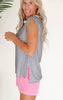 Navy White Striped Sleeveless Knit Top - Final Sale