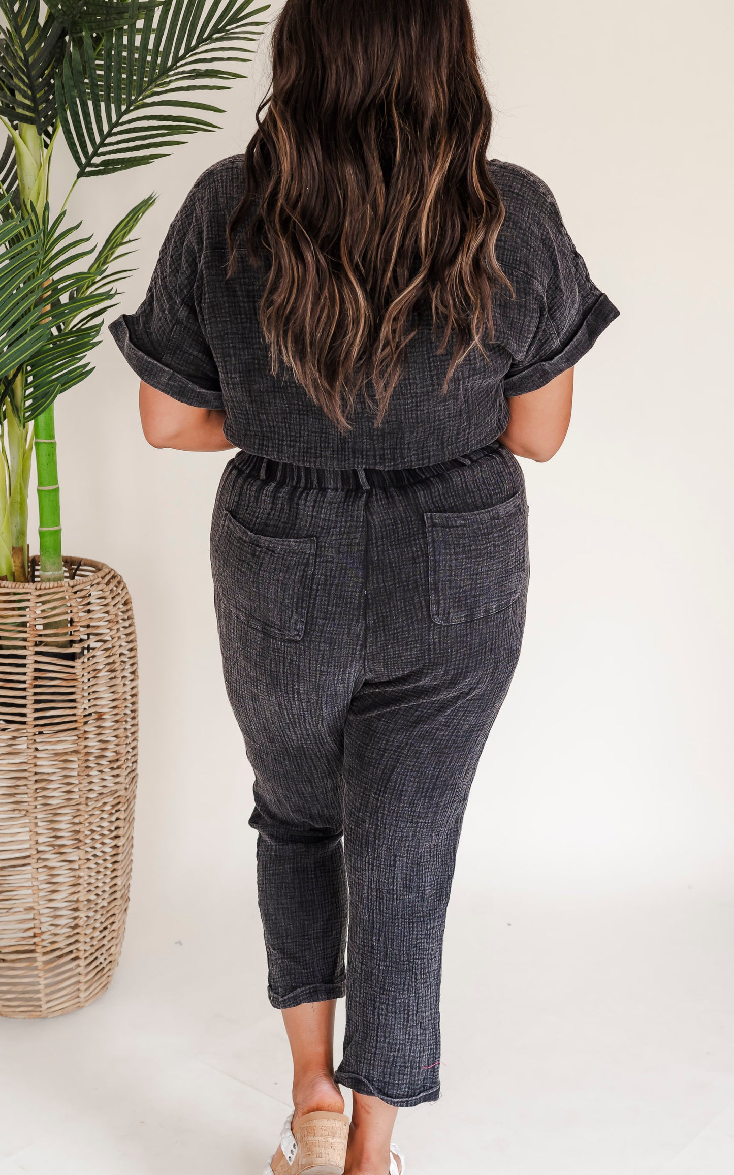 Feel the Confidence Short Sleeve Solid Knit Jumpsuit - Final Sale