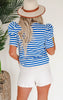 'America' Striped Puff Sleeve Tee - Final Sale