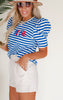 'America' Striped Puff Sleeve Tee - Final Sale