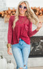 Cabernet Washed Ribbed Dolman Long Sleeve Top