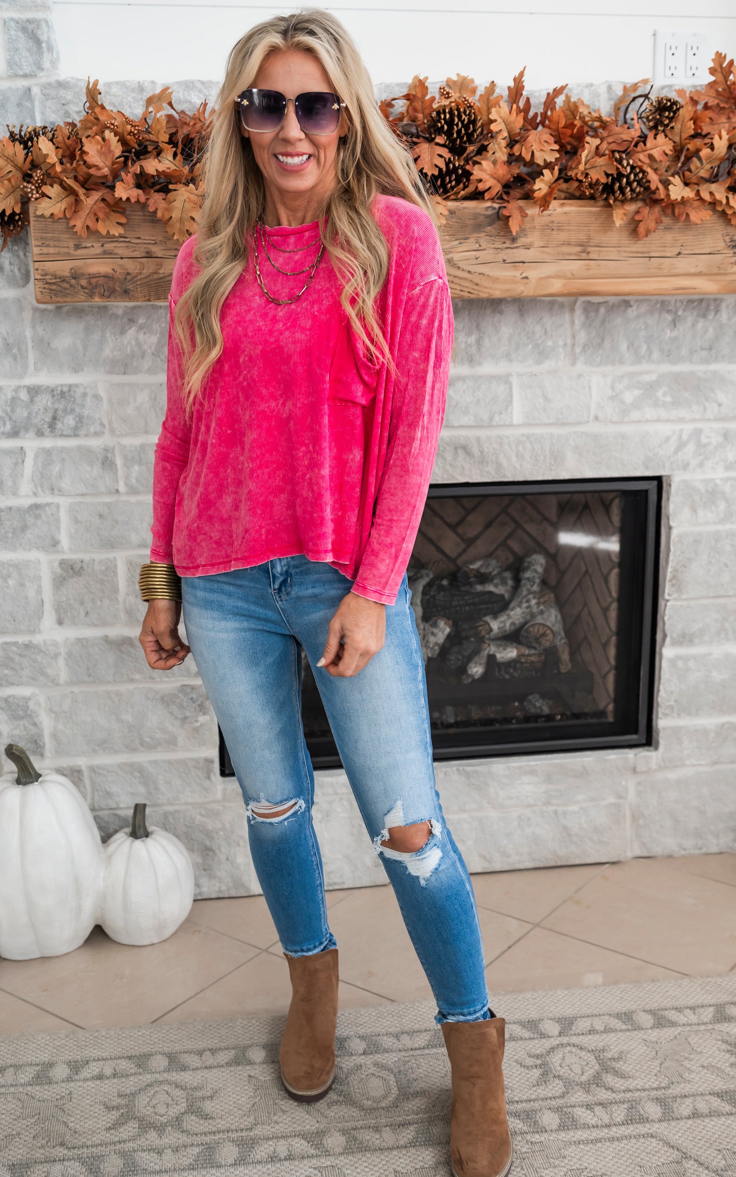 HOT PINK DOLMAN TOP 