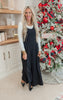 Black Solid Wide Leg Knit Jumpsuit