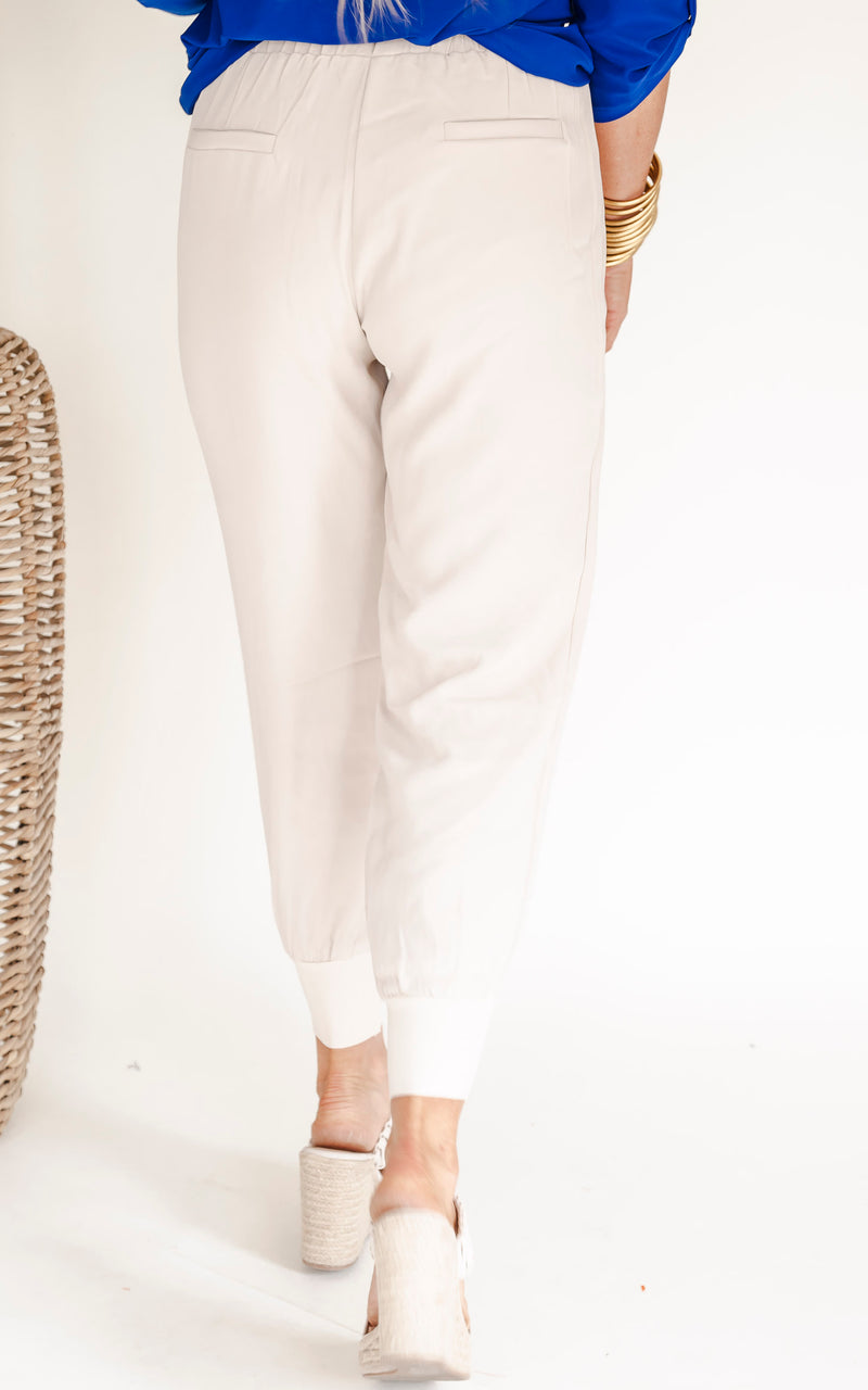 Dress them Up High Waisted Solid Woven Joggers