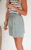 Lets Explore High Waisted Solid Knit Cargo Shorts - Final Sale