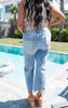 Ice Medium Blue Super High Distressed Denim Jeans | MICA - Final Sale