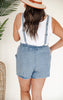 Acid Wash Frayed Denim Wash Romper - Final Sale