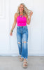Ice Dark Blue Super High Distressed Denim Jeans | MICA - Final Sale