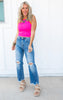 Ice Dark Blue Super High Distressed Denim Jeans | MICA - Final Sale