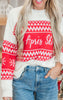 Cream Red Apres Ski Sweater Top