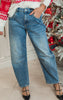 Mica | Dark Sapphire Super High Rise Barrel-Leg Denim Jeans