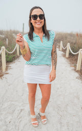 Kelly Green Striped Knit Vest Top with Pockets