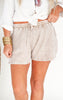 Textured High Waisted Solid Knit Shorts