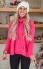 Hot Pink Whimsical Mock Neck Knit Sweater - Final Sale