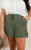 Olive High Waist Cargo Shorts