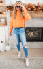 Orange Time to Run Oversized Cropped Sweater