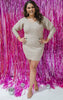 Taupe Cocoon Fitted Mini Dress - Final Sale