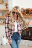 Hints of Fall Plaid Zip Up Jacket - Burgundy