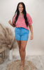 Red Gingham Dolman Sleeve Blouse Top