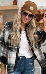 black plaid shacket 