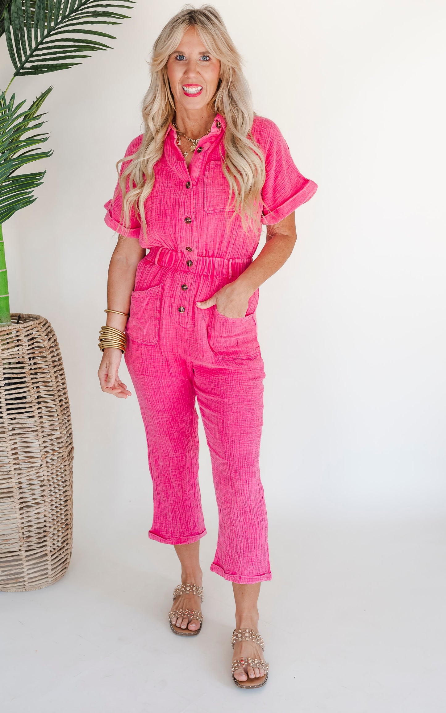 Feel the Confidence Short Sleeve Solid Knit Jumpsuit - Final Sale