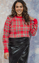 Sequin Plaid Pullover Sweater - Final Sale