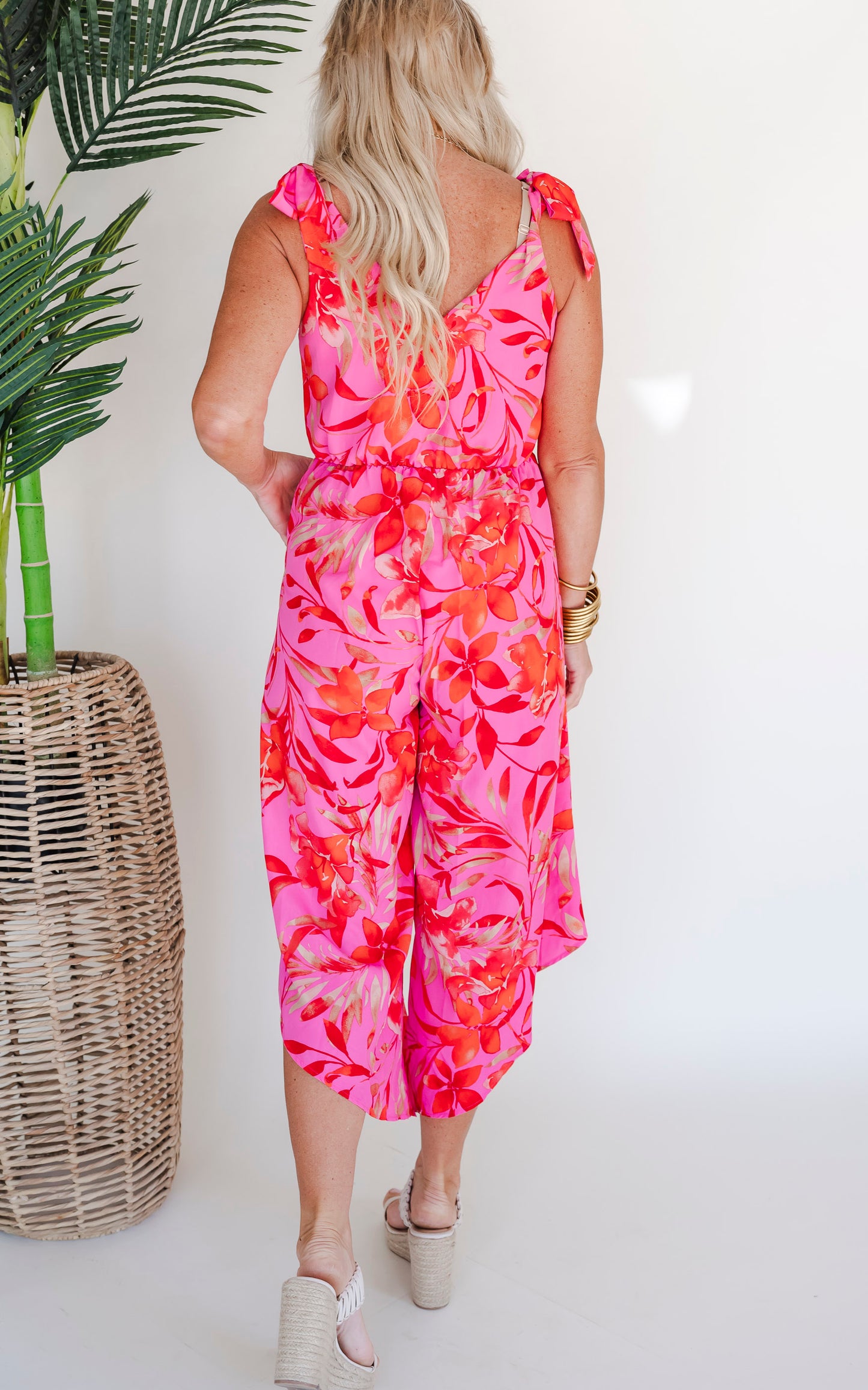 Miami Nights Tie Shoulder Slanted Jumpsuit