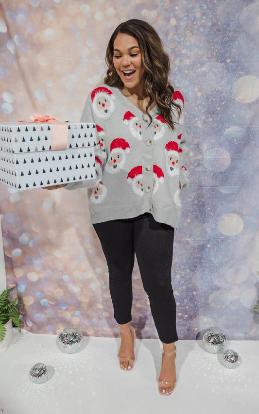 Hairy Santa Face Sweater Cardigan - Final Sale