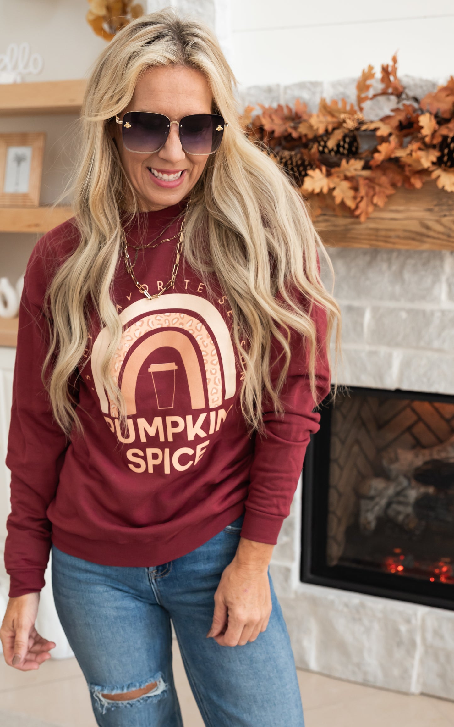 Taste the Pumpkin Spice Rainbow Sweatshirt - Garnet